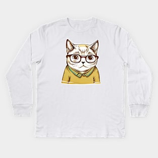 Office cat Kids Long Sleeve T-Shirt